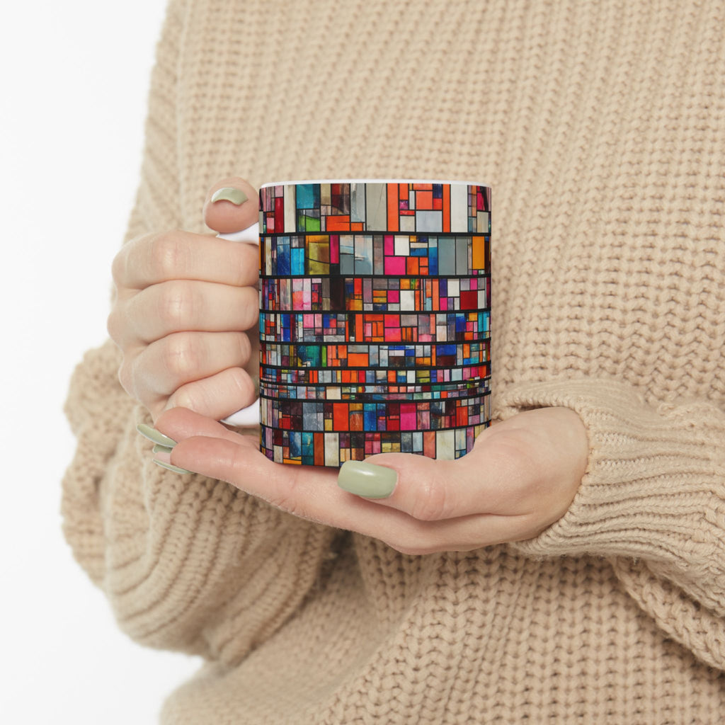 DUMBO Brooklyn Mosaic Water Tower Mug | Colorful Geometric Ceramic Mug 11oz