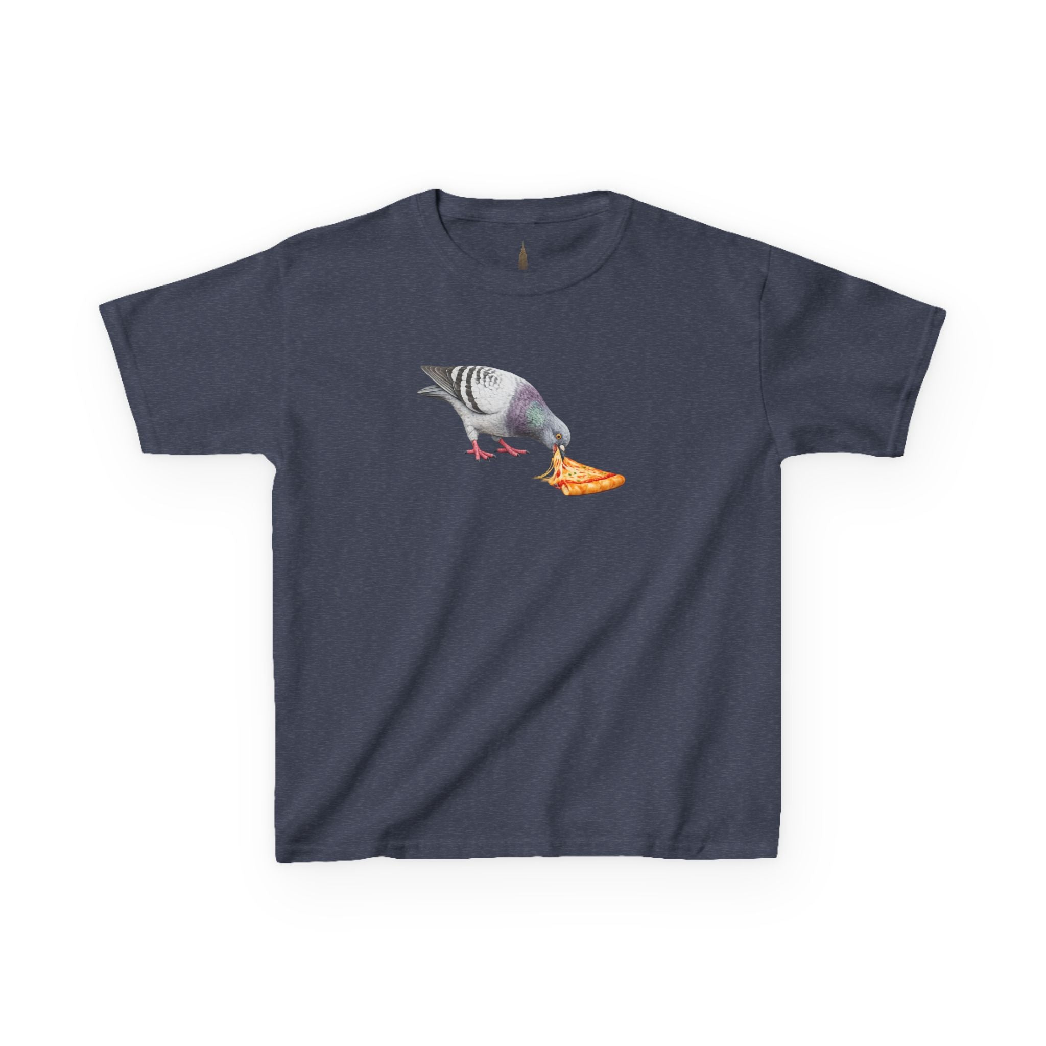 Customizable Little Italy NYC Pigeon Kid Pizza Tee —  Cute Bird Pizza Lover T-Shirt for Children