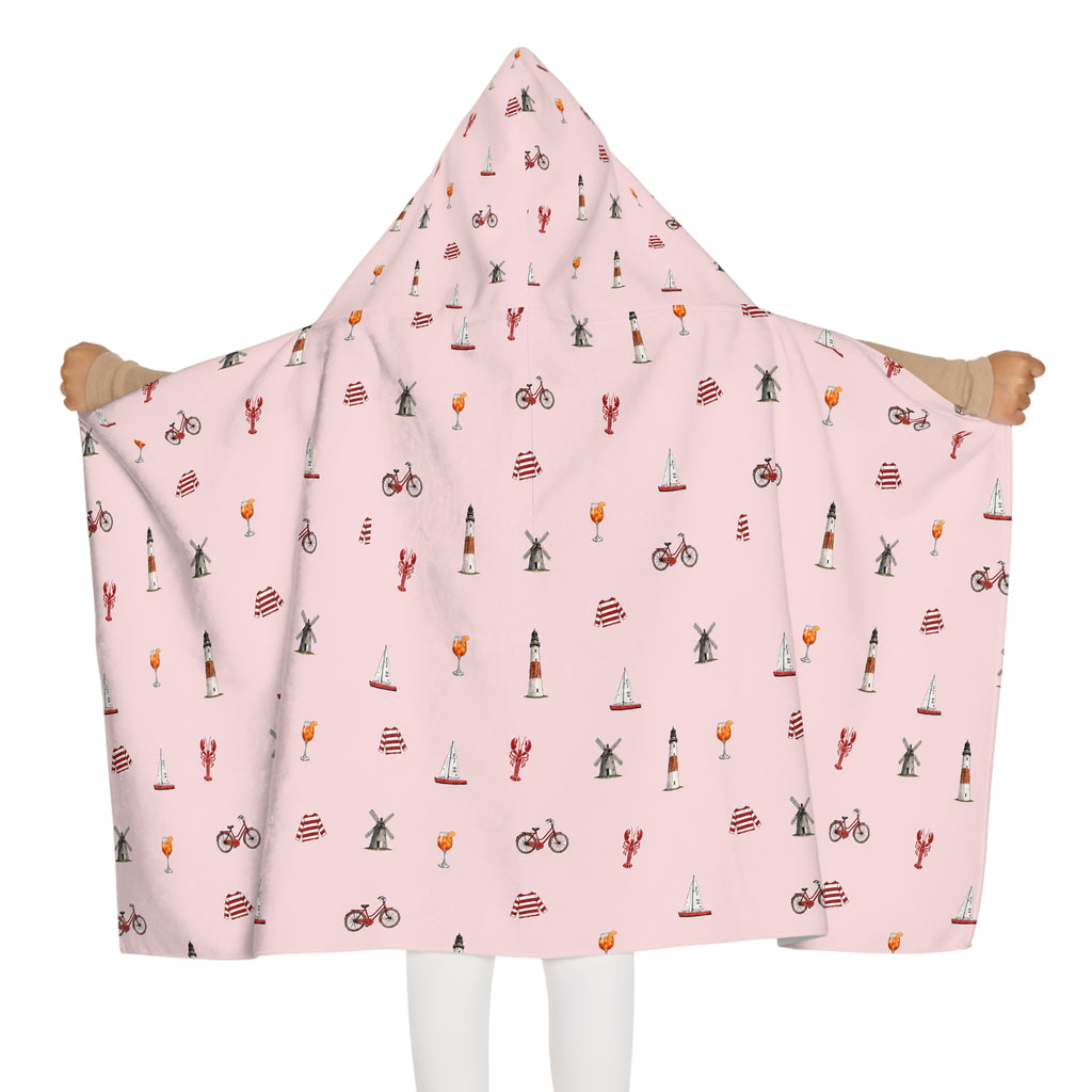 Icons of the Hamptons Pink Hooded Kids Towel —  Childrens Towel
