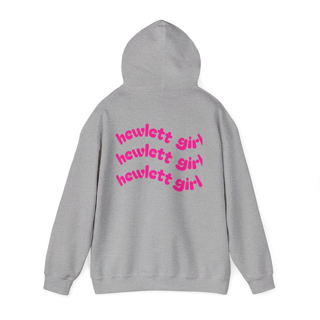Hewlett Girl Hoodie – Retro Pink Wave Back Print Hooded Sweatshirt