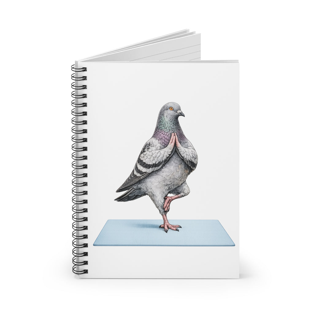 Customizable Central Park NYC Pigeon Spiral Journal | Manhattan Yoga Tree Pose Bird Lovers Notebook