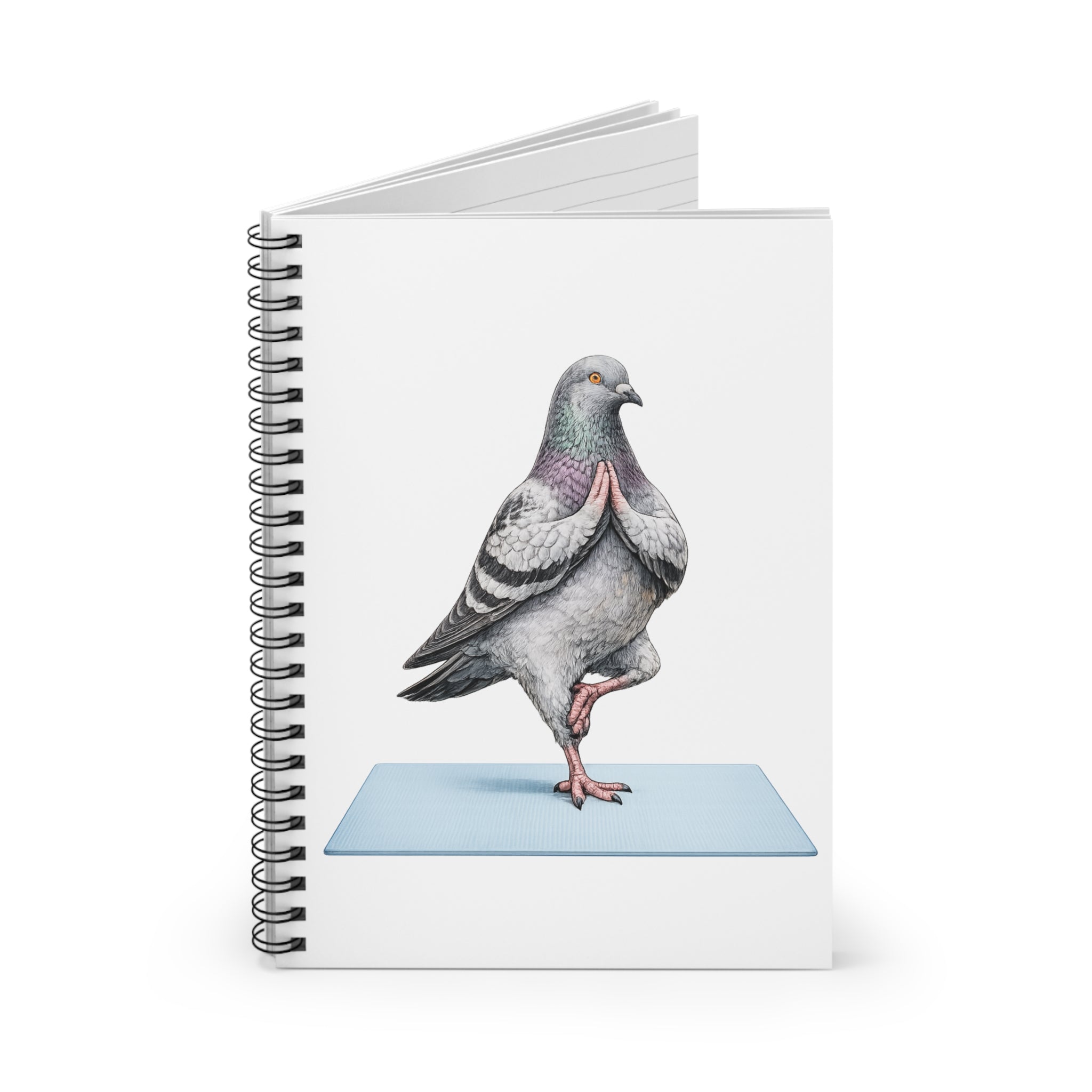 Customizable Central Park NYC Pigeon Spiral Journal | Manhattan Yoga Tree Pose Bird Lovers Notebook