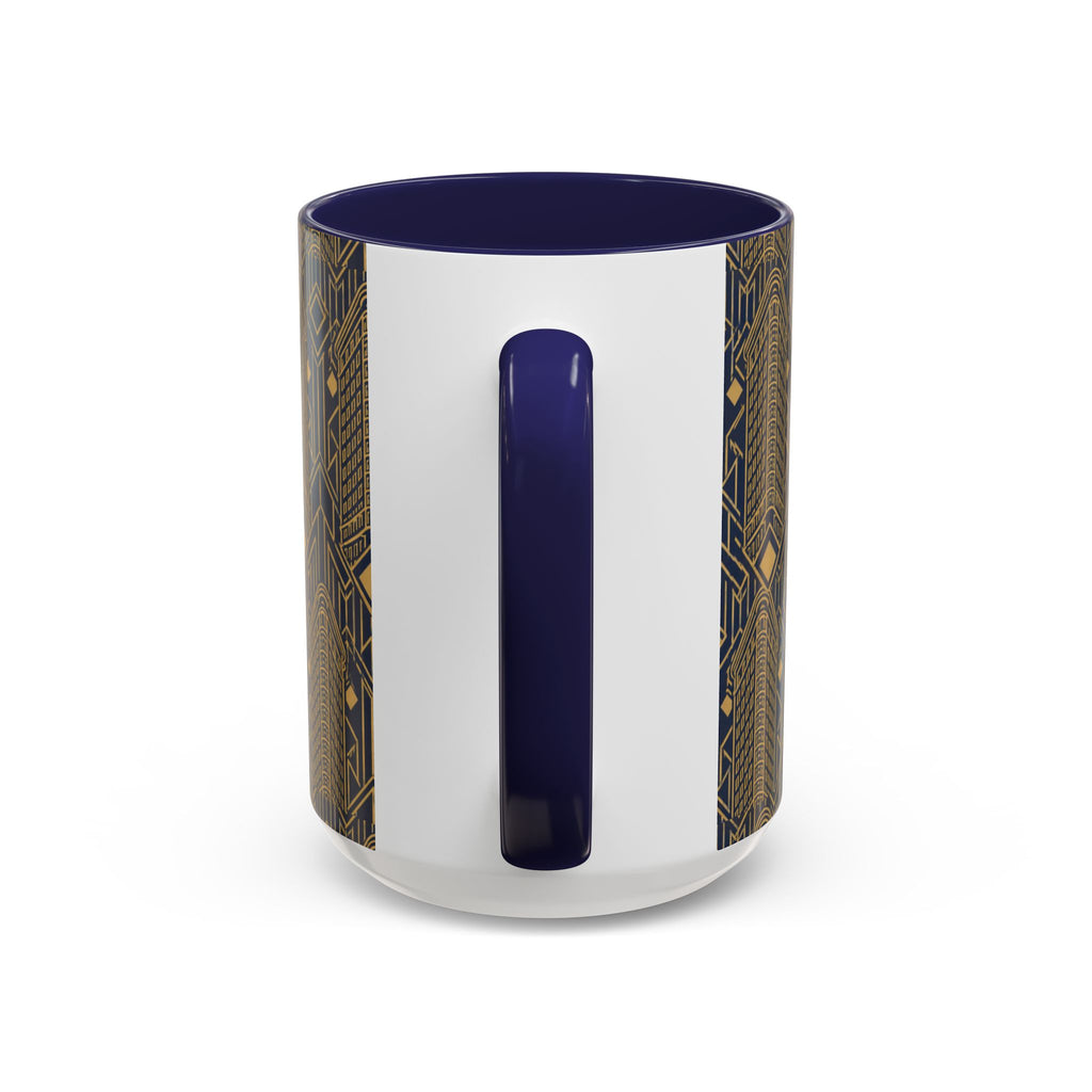 Art Deco Flatiron Building Navy & Gold Accent Coffee Mug — Manhattan Art Deco Pattern 11 oz