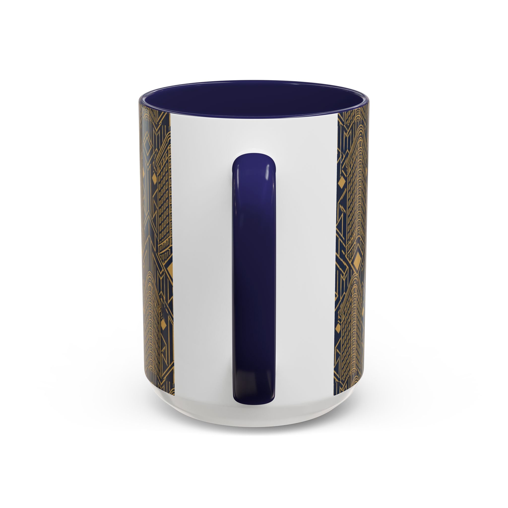 Art Deco Flatiron Building Navy & Gold Accent Coffee Mug — Manhattan Art Deco Pattern 11 oz