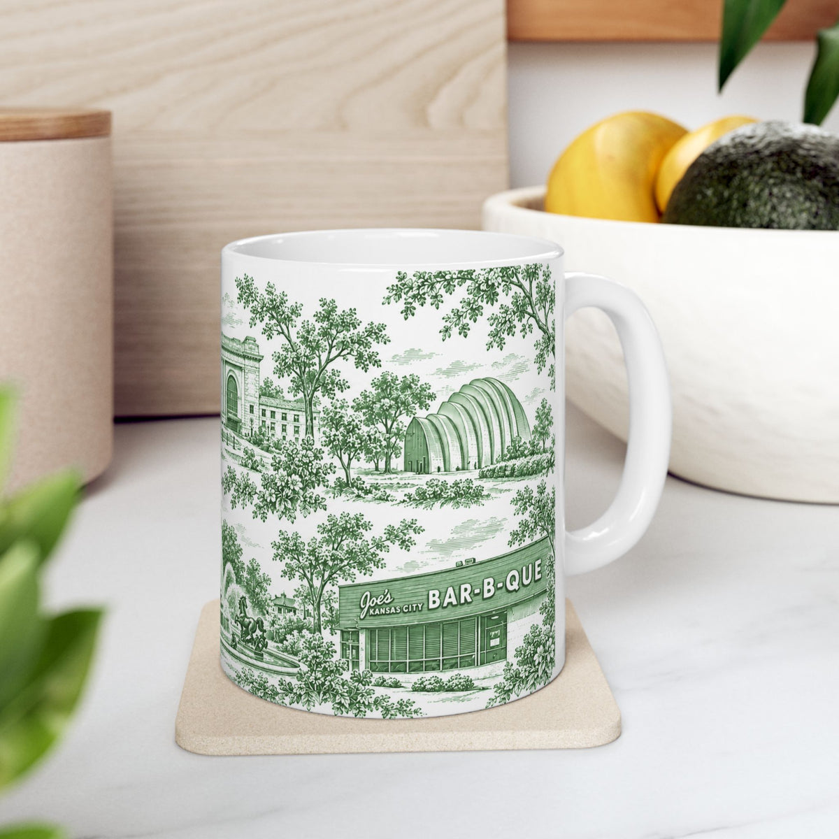 Kansas City Green Toile de Jouy 11oz Ceramic Mug