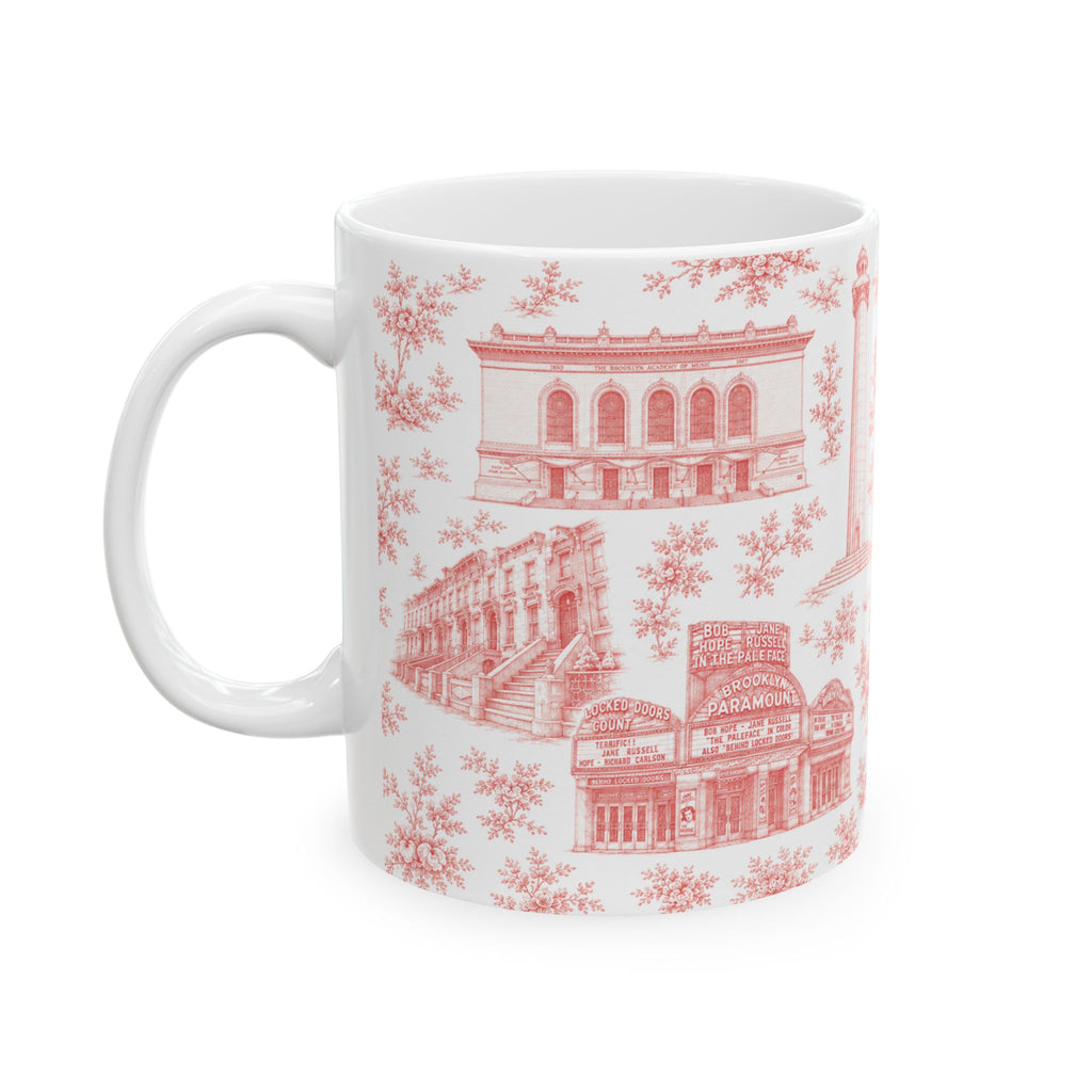 Fort Greene Red Toile de Jouy Mug | NYC Chinoiserie Ceramic Coffee Cup