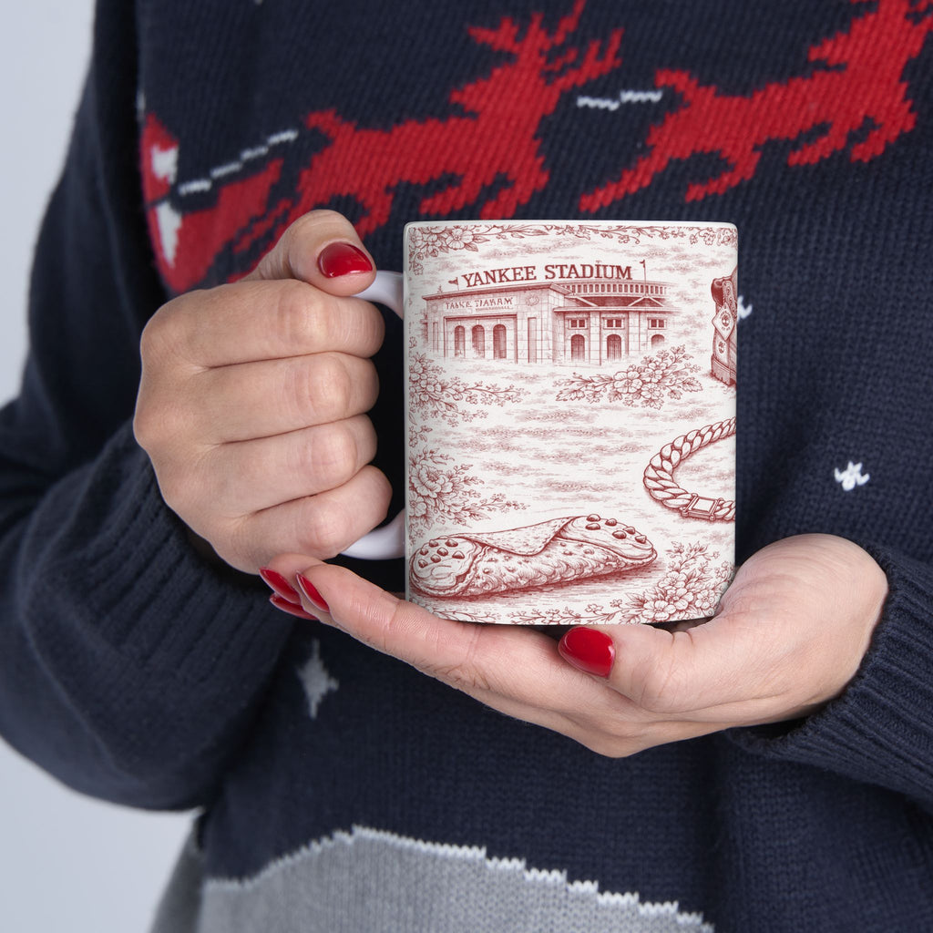 Bronx Red Toile de Jouy Mug | NYC Chinoiserie Ceramic Coffee Cup
