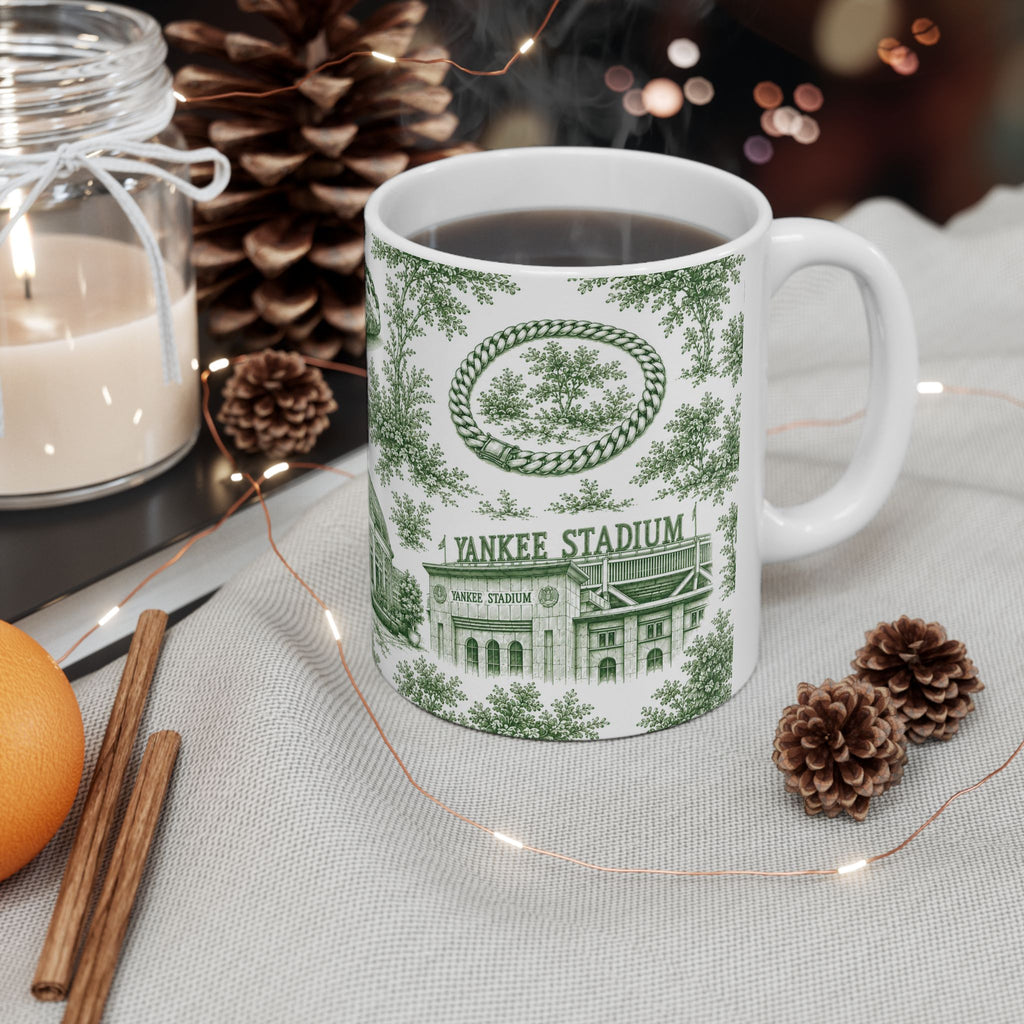 Bronx Green Toile de Jouy Mug | NYC Chinoiserie Ceramic Coffee Cup
