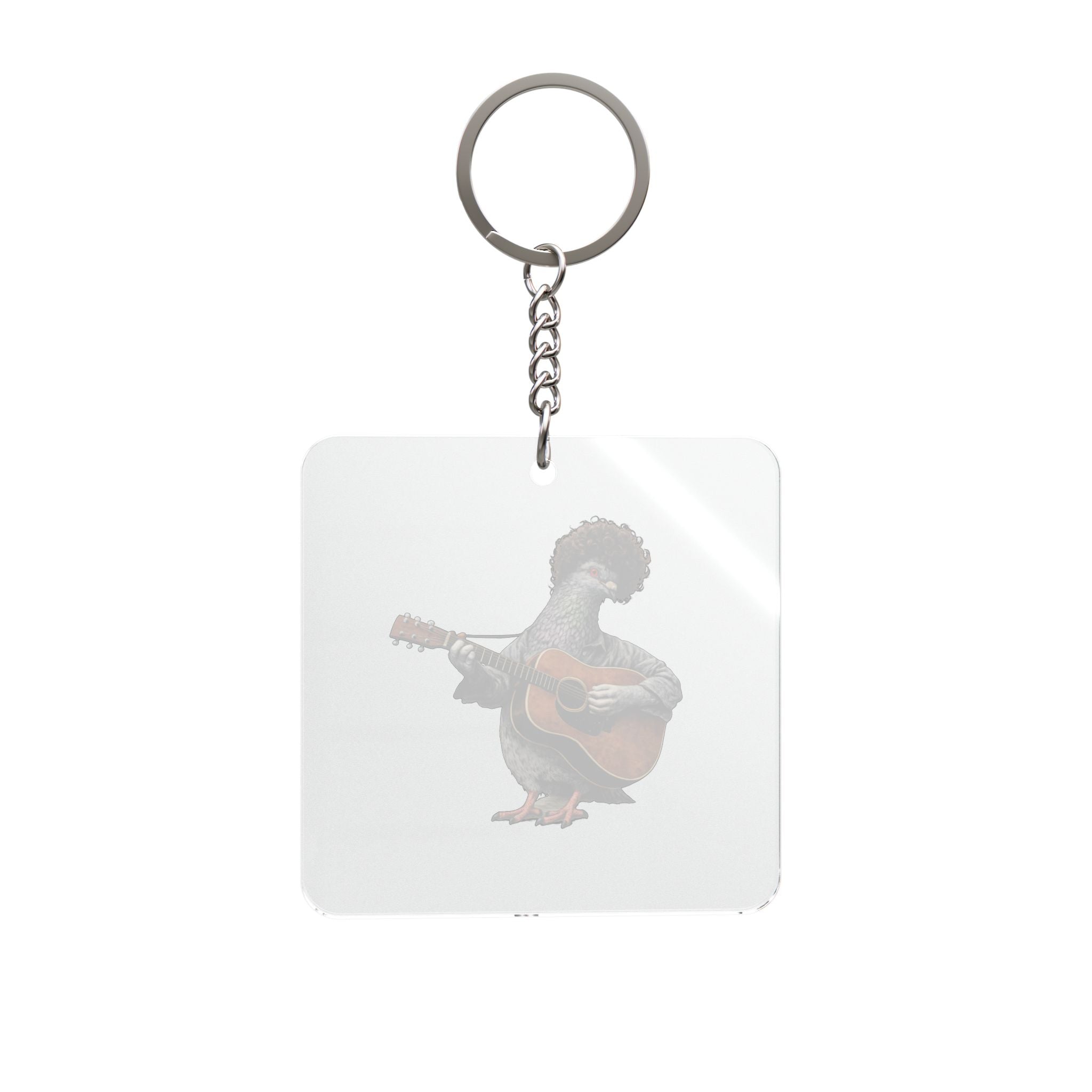 Customizable Greenwich Village NYC Pigeon Square Keychain | New York Folk Singer Bird Lovers Keyring Gift