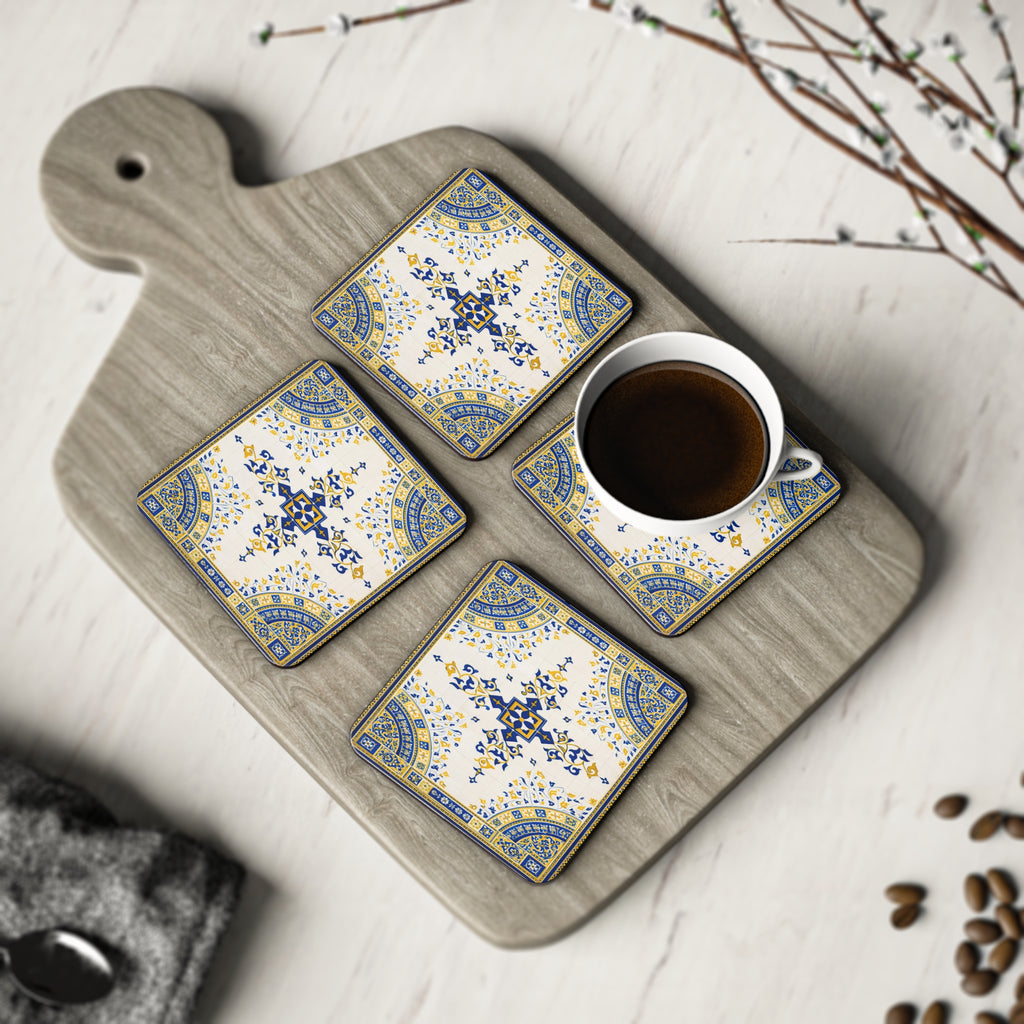 Dessous de verres en liège motif Bethesda Fountain Tile | Lot de 4 dessous de verres avec dos en liège, Arcade de Bethesda Terrace, Central Park