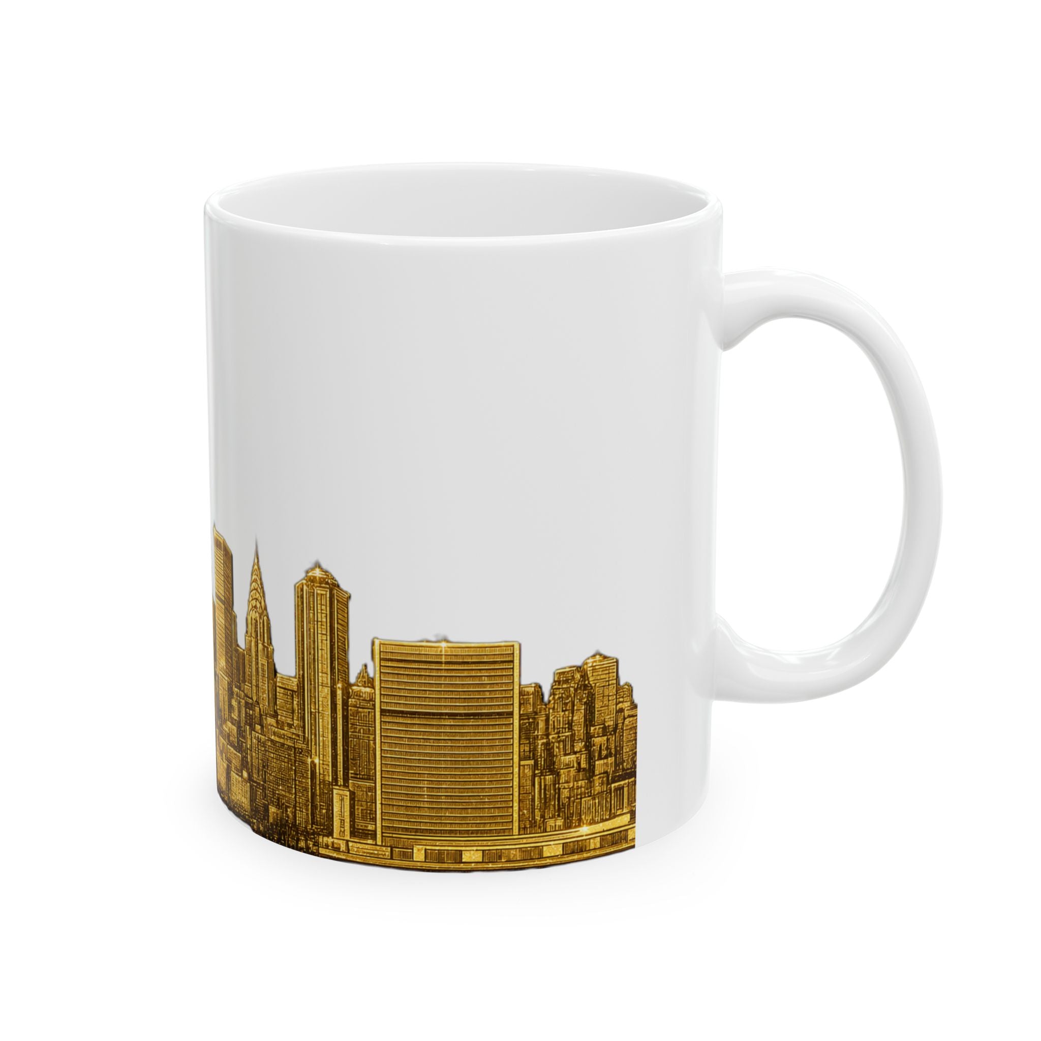 Gold Midtown New York City Skyline Mug | Ceramic Midtown Manhattan Skyline Coffee Cup 11oz