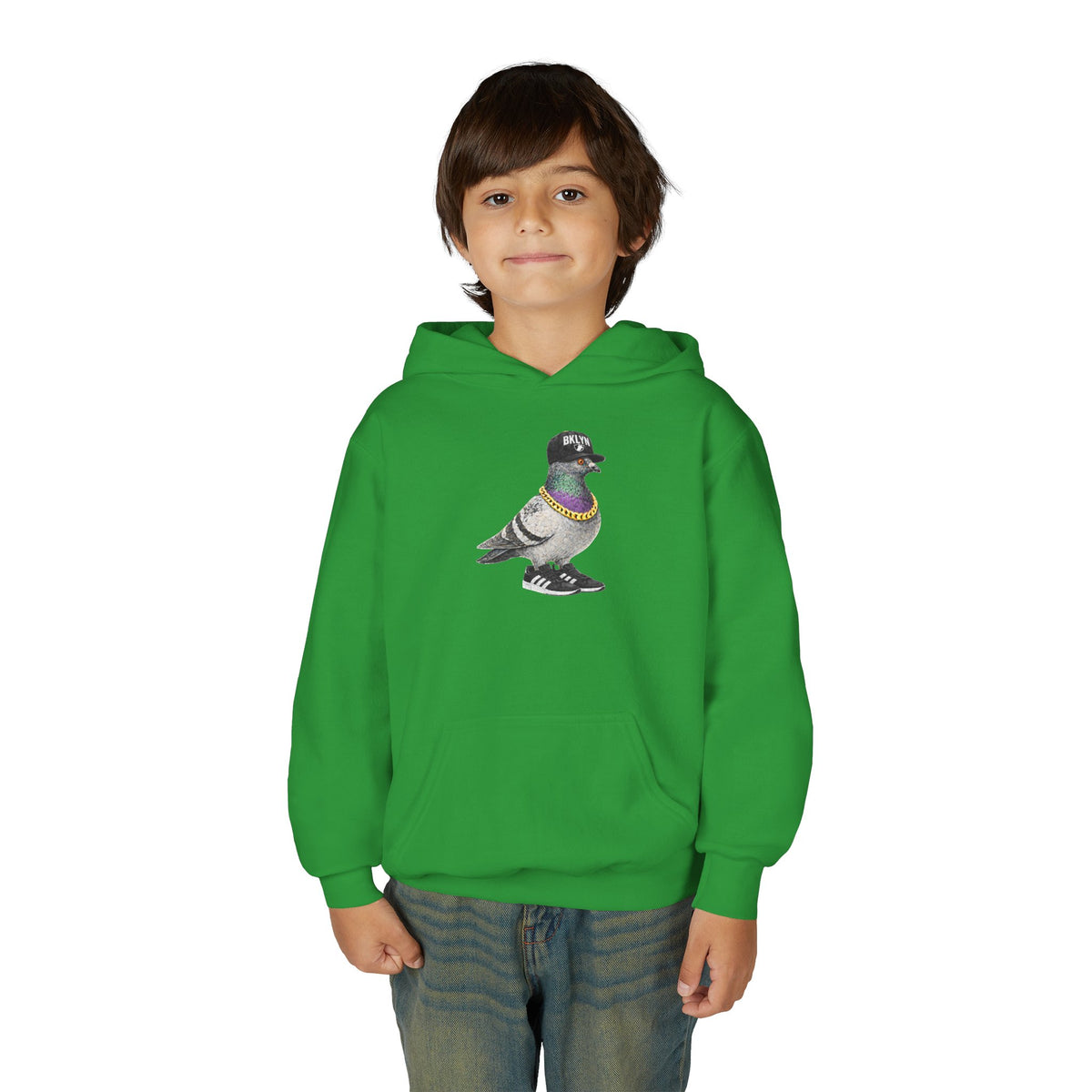 Customizable Brooklyn NYC Pigeon NYC Kids Hoodie | New York Baseball Sports Fan Bird Lovers Childrens Hooded Sweatshirt