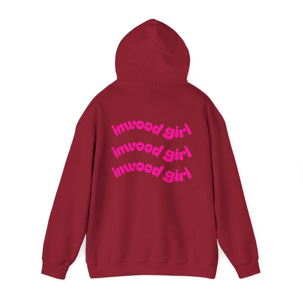 Inwood Girl Hoodie – Retro Pink Wave Back Print Hooded Sweatshirt