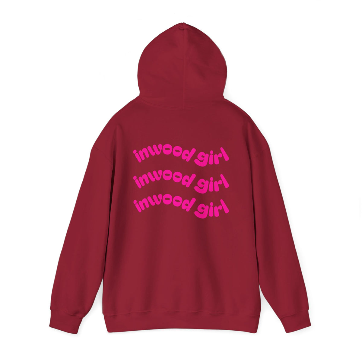 Inwood Girl Hoodie – Retro Pink Wave Back Print Hooded Sweatshirt