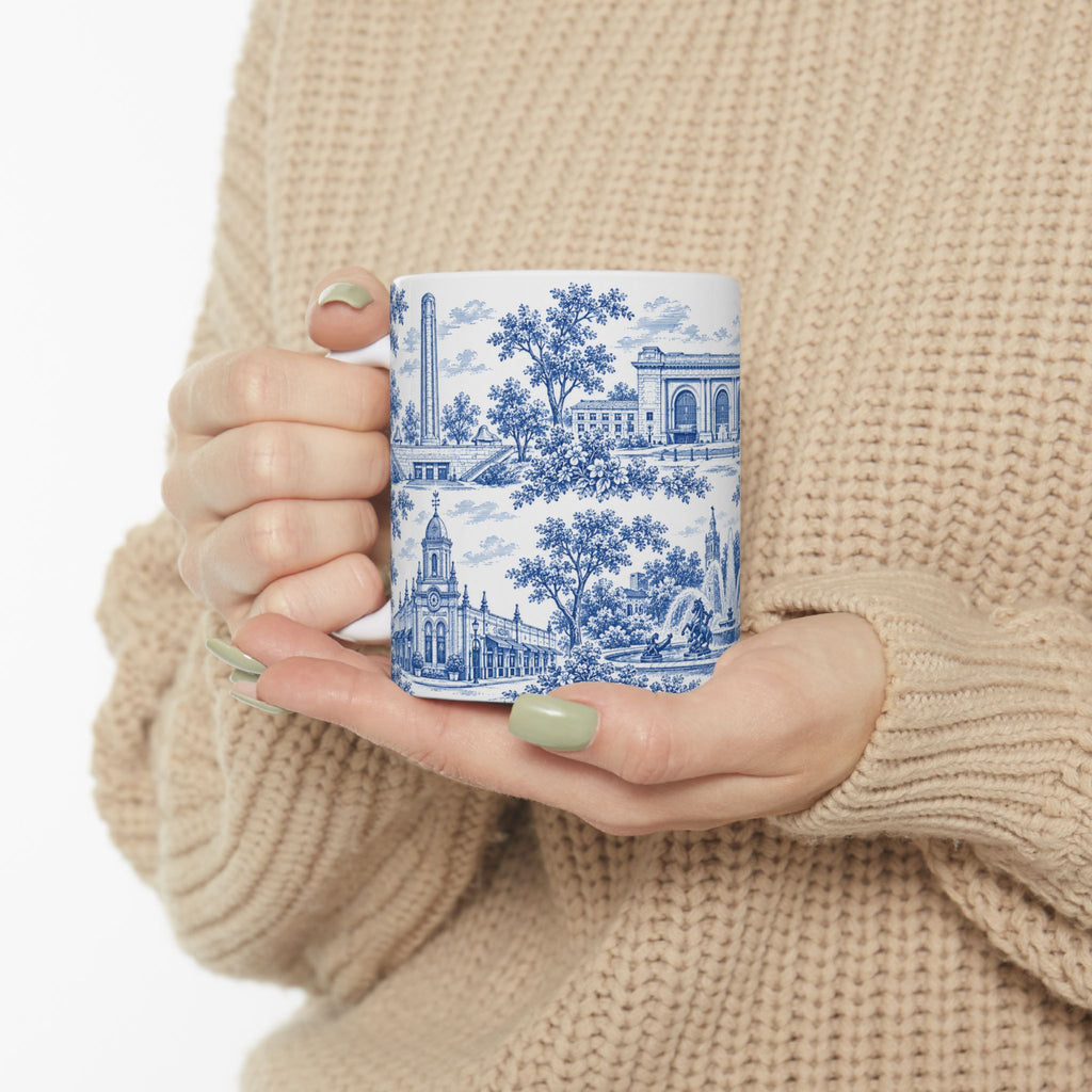 Kansas City Blue Toile de Jouy 11oz Ceramic Mug