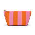 Customizable Striped Accessory Pouch — Pink & Orange T-Bottom Makeup Bag 2