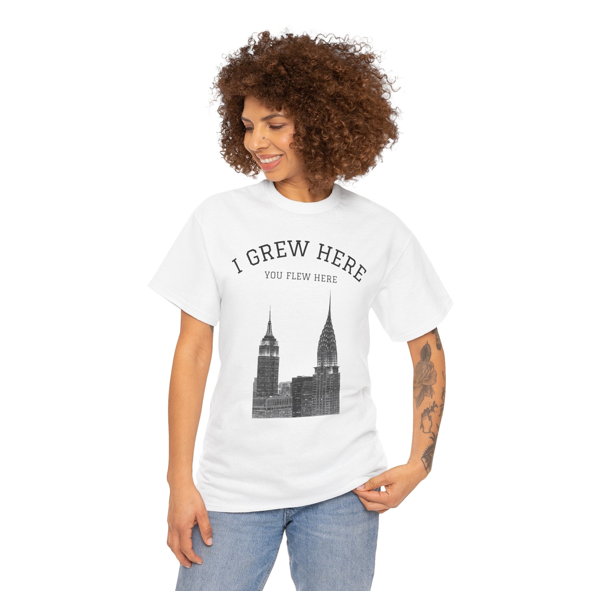 New York City Skyline Tee | I Grew Here You Flew Here Empire State & Chrysler Buildings Manhattan Tee