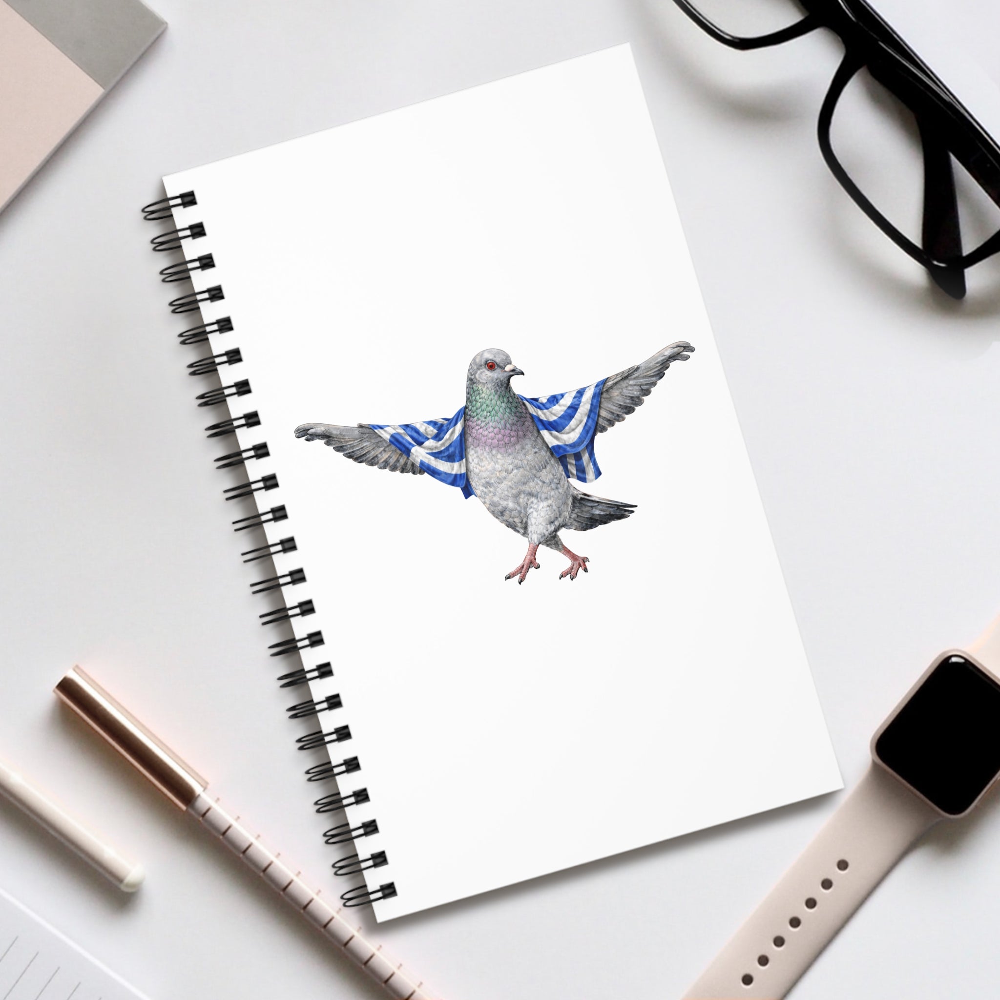 Customizable Astoria NYC Pigeon Spiral Journal | Opa Zorba Bird Lovers Notebook