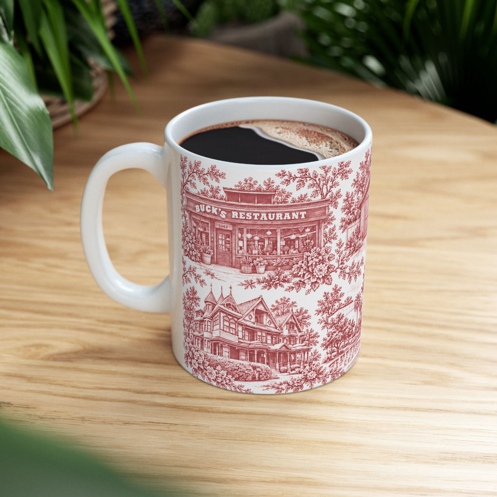 Silicon Valley Red Toile de Jouy 11oz Ceramic Mug