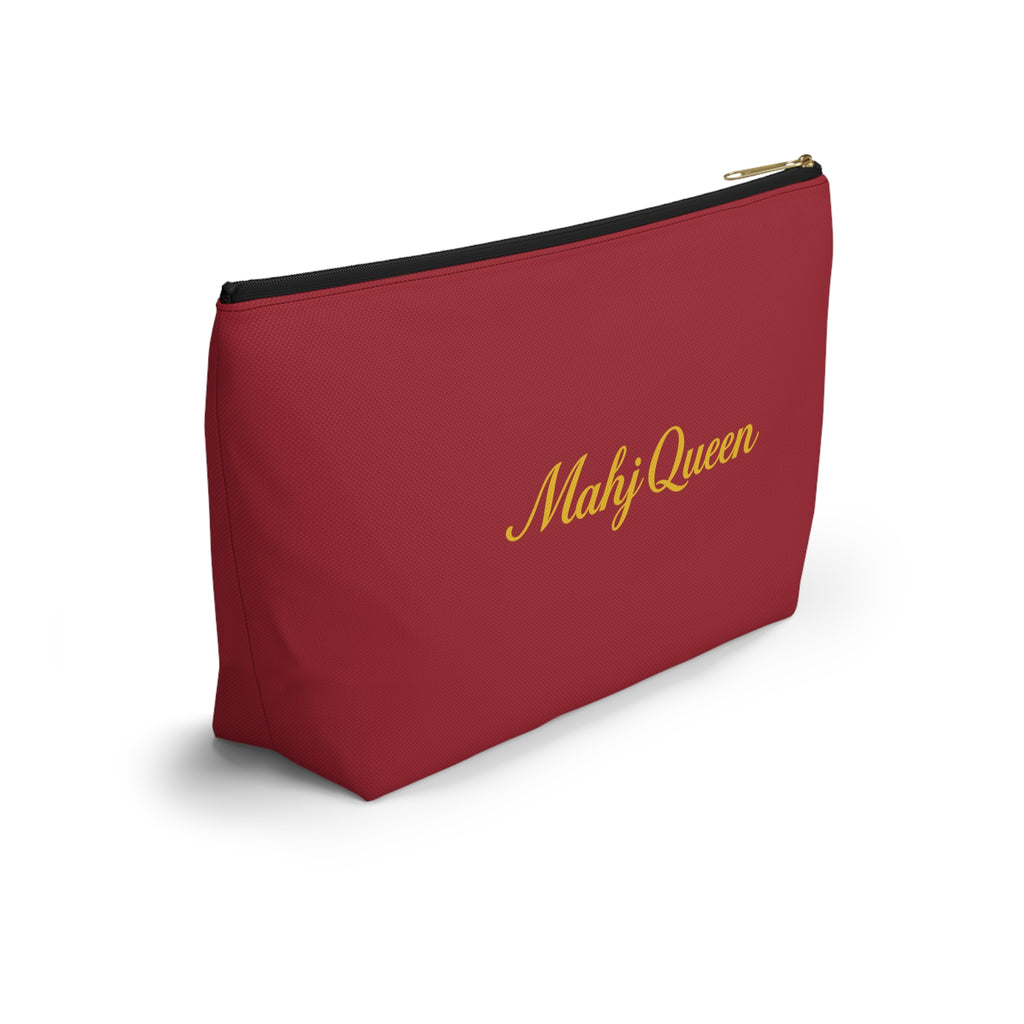 Maroon Mahj Queen Tile Bag  — Red T‑Bottom Makeup & Accessory Pouch