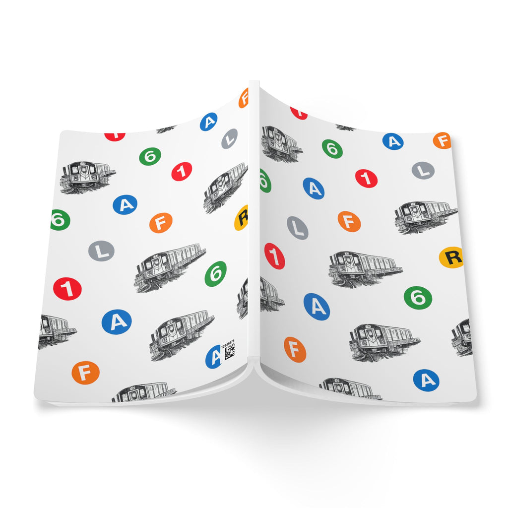 New York Subway Train Transit Icons  Pattern Journal | NYC Metro Subway Pattern Softcover Notebook