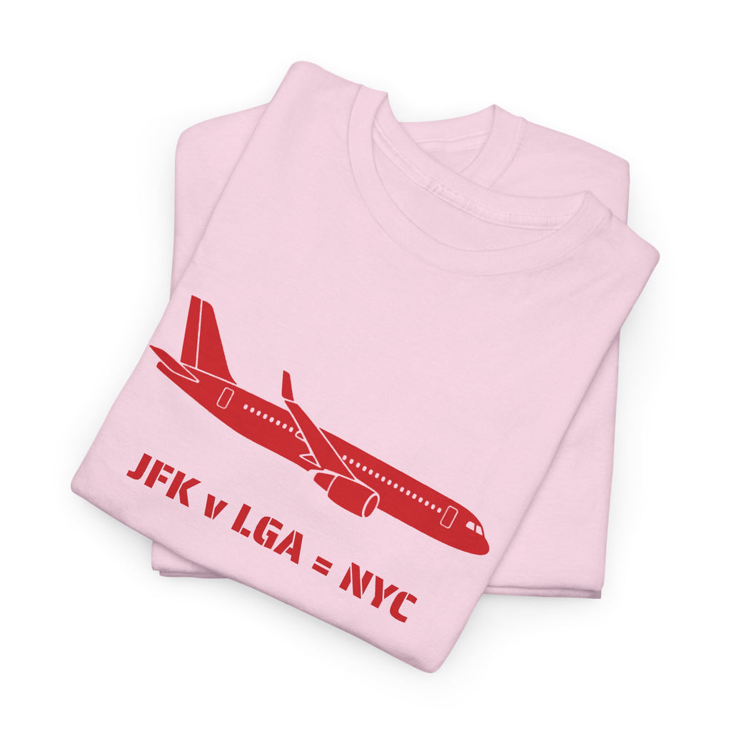 Travel Day NYC Airport Comfy Flight Tee — "JFK v LGA = NYC" Travel Math Airplane T-Shirt