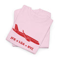 Travel Day NYC Airport Comfy Flight Tee — "JFK v LGA = NYC" Travel Math Airplane T-Shirt