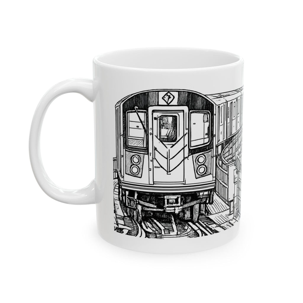 Elevated Subway Train Mug | NYC Urban Transit Sketch Coffee Mug