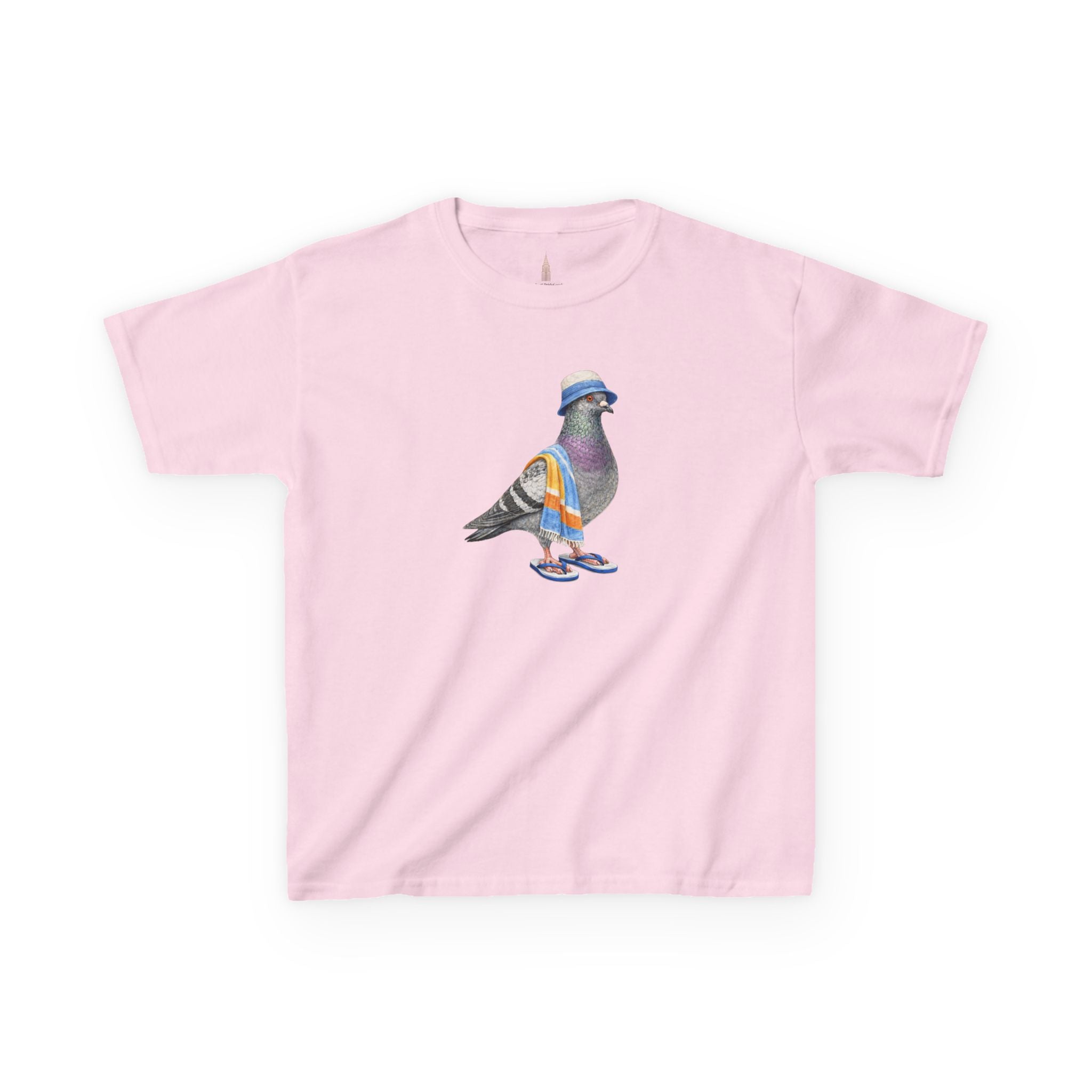 Customizable Coney Island NYC Pigeon Kid Tee —  Cute Bird Beach Bum T-Shirt for Children