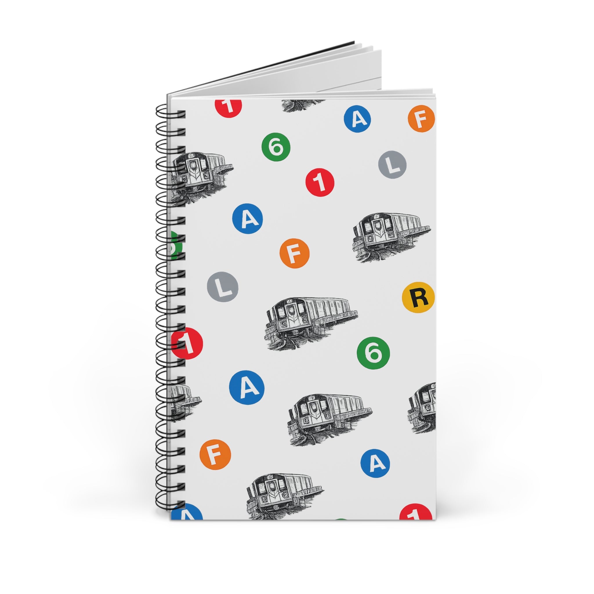 Cuaderno espiral con iconos de tránsito del metro de Nueva York | Cuaderno con diseño del metro de Nueva York
