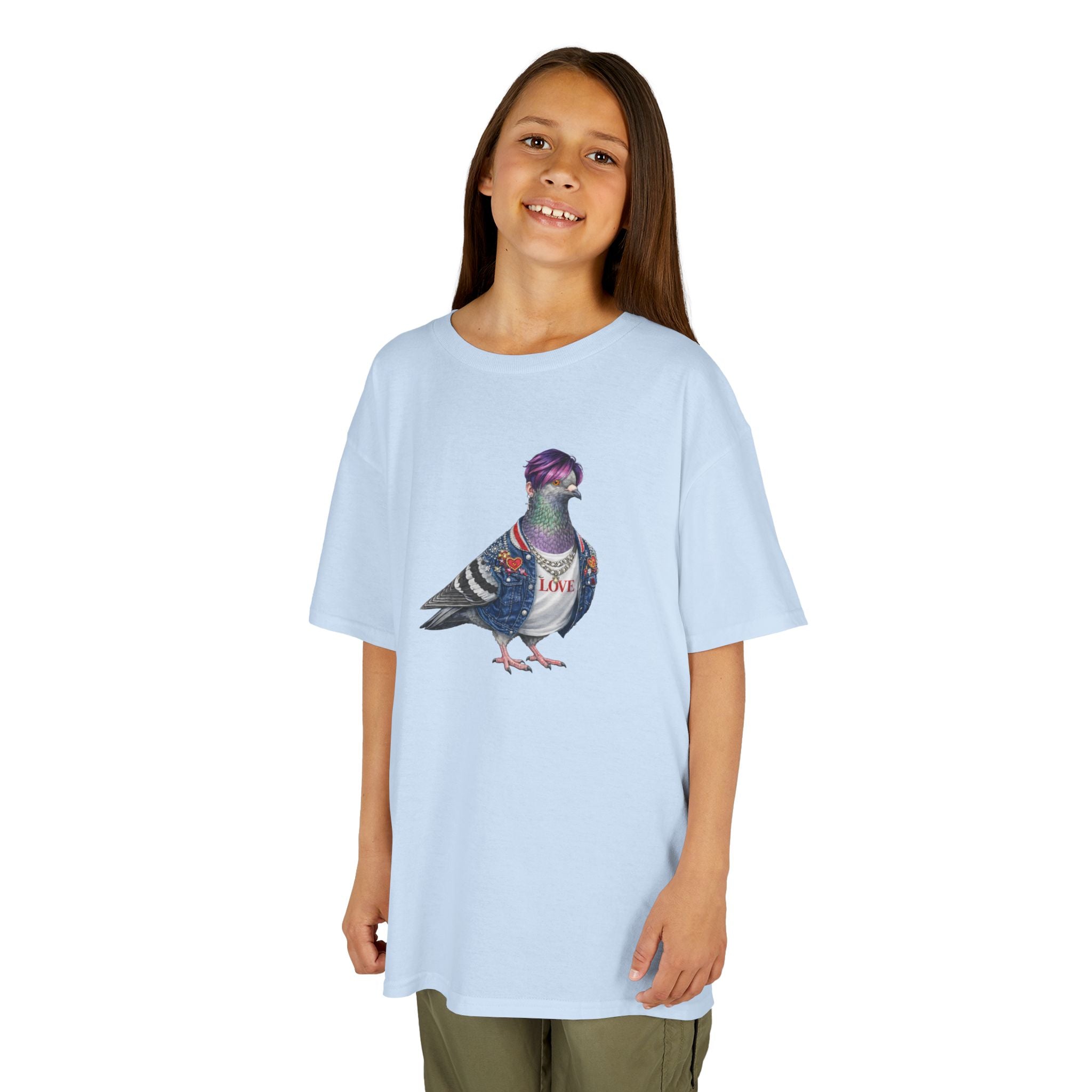 Customizable Koreatown NYC Pigeon Kids KPop Tee — Cute Bird K-Pop T-Shirt for Children