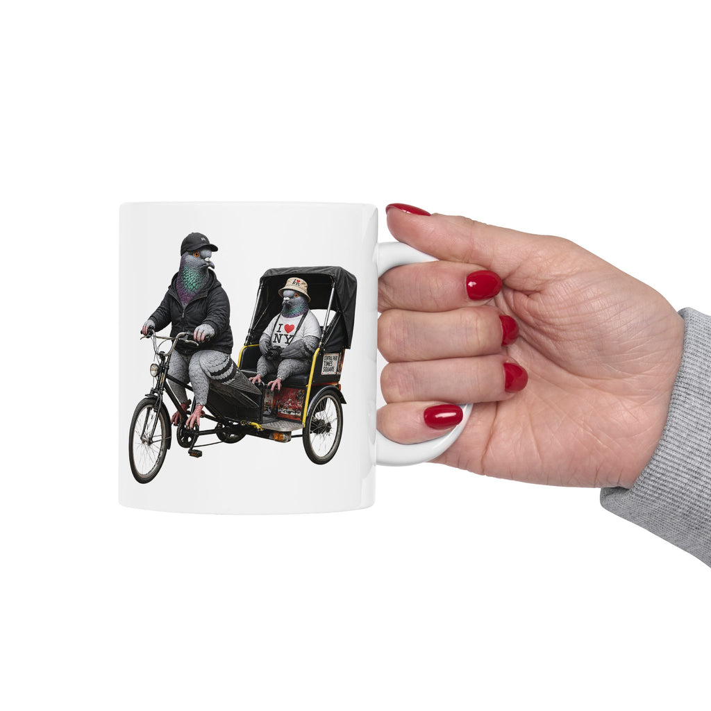 Customizable Times Square NYC Pigeon Mug | New York Bird Lovers Ceramic Coffee Cup