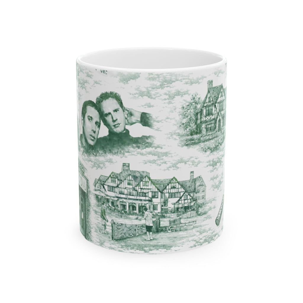 Forest Hills Green Toile de Jouy Mug | Queens Chinoiserie Ceramic Coffee Cup
