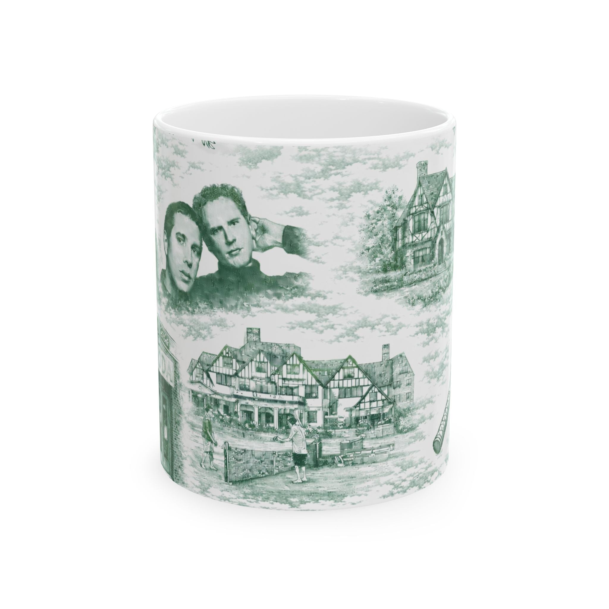 Forest Hills Green Toile de Jouy Mug | Queens Chinoiserie Ceramic Coffee Cup