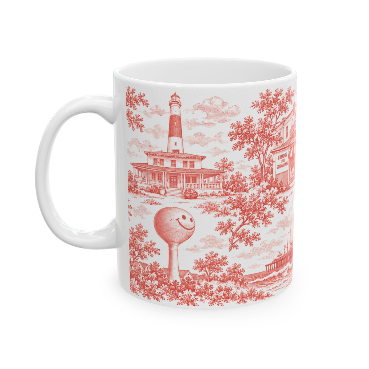 Atlantic City Red Toile de Jouy 11oz Mug