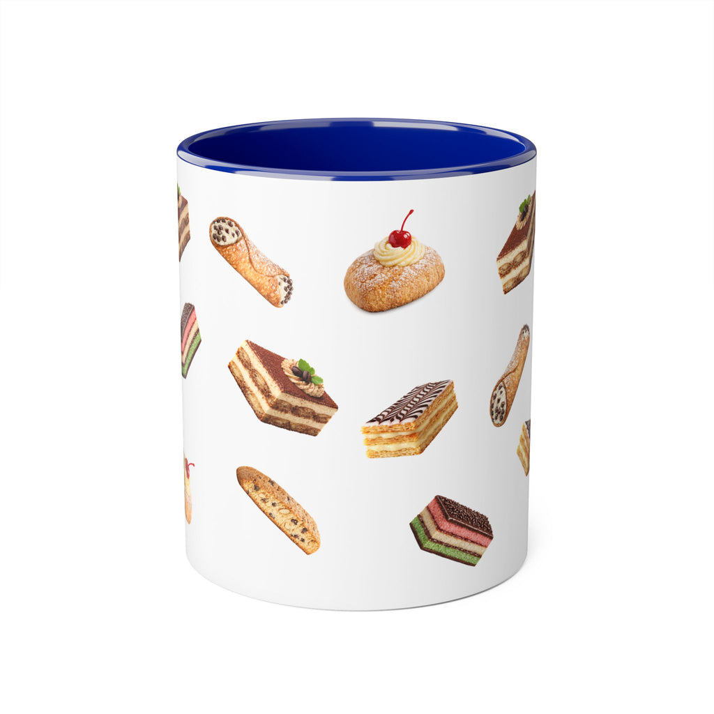 NYC Italian Bakery Pattern Mug | Cannoli Rainbow Cookie Zeppoli Tiramisu Biscotti Napoleon 11oz Ceramic Coffee Cup