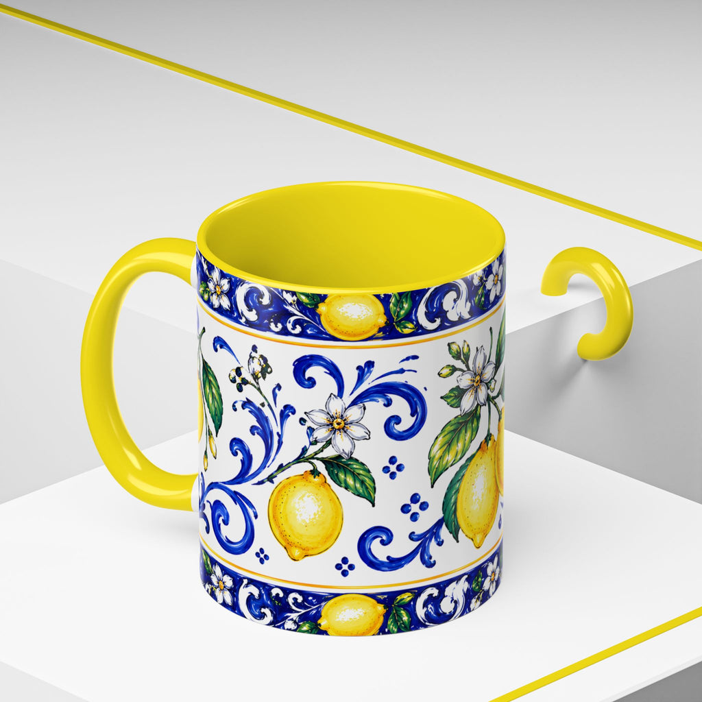 Little Italy Amalfi Blue with Lemon Mug — Blue Ceramic Kitchen Mug (11oz)