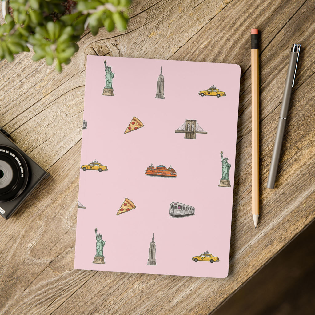 Icons of New York City Pink Softcover Notebook