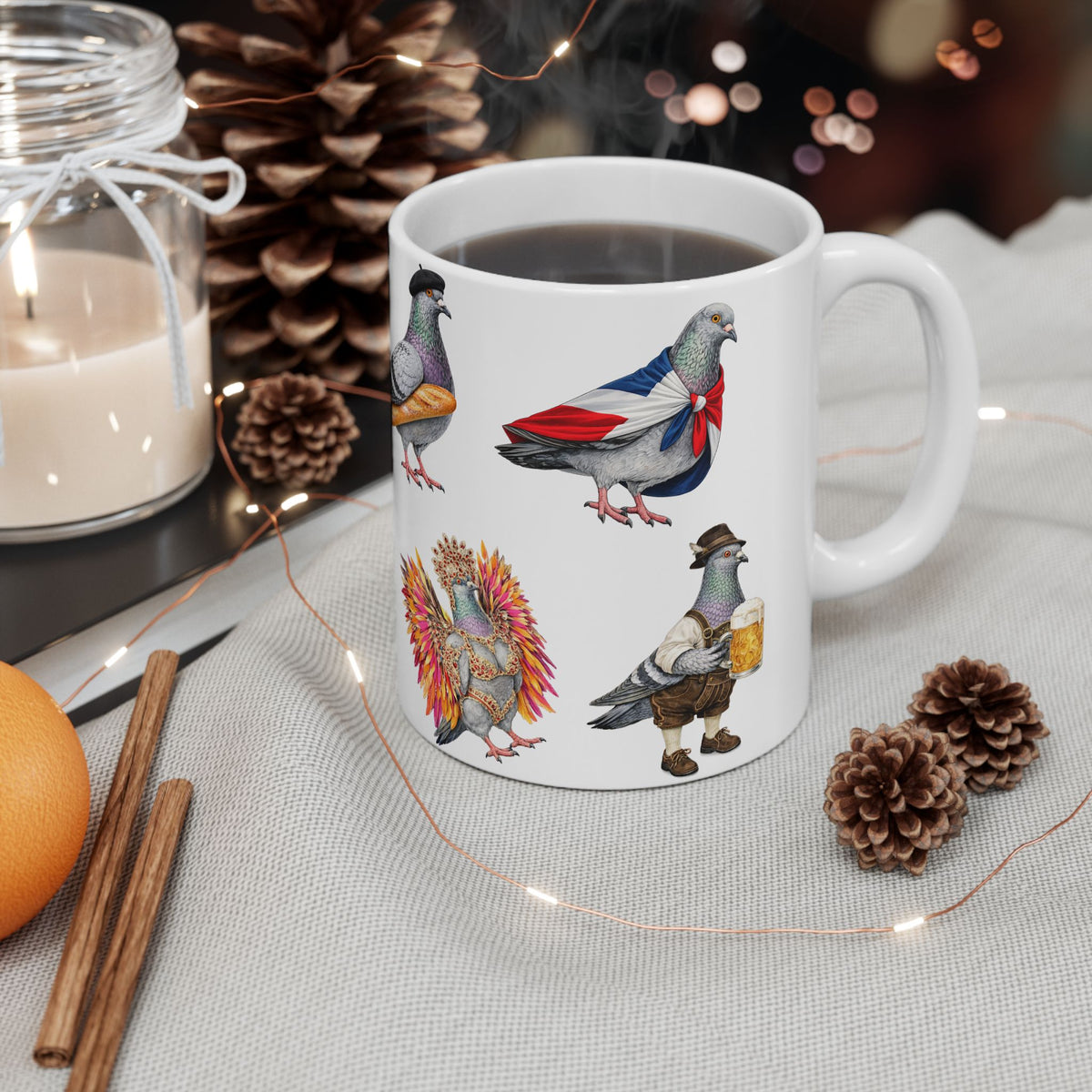 Parade Day New York | NYC Pigeon 11oz Party Time Mug  St. Patrick's Day, Bastille Day, West Indian Day, Puerto Rican Day, Oktoberfest, Dominican Day, Chinese New Year, Gay Pride