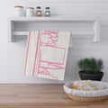 NYC Manhattan Skyline Pink Tea Towel — Minimal Pink & White New York City Skyline Kitchen Linen