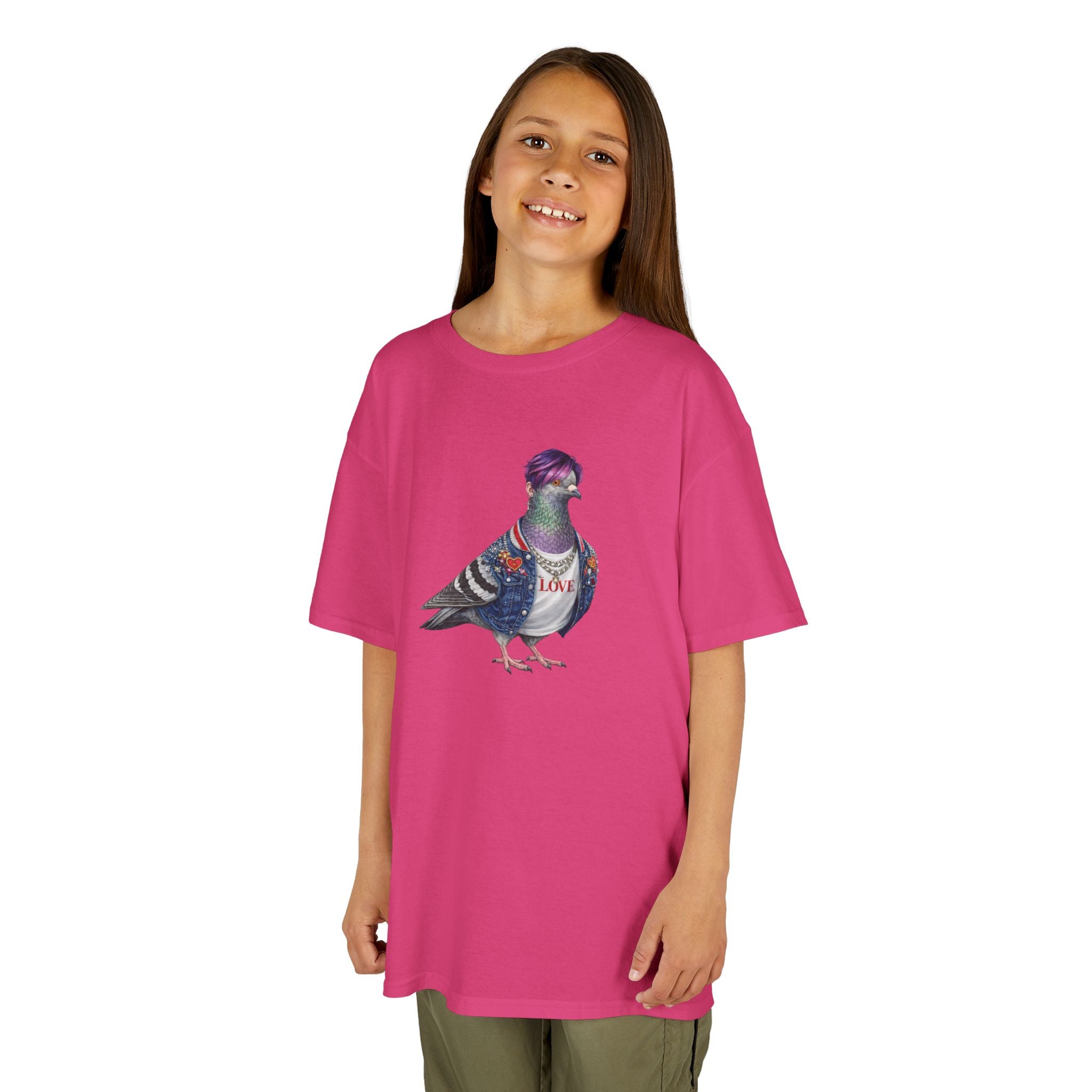 Customizable Koreatown NYC Pigeon Kids KPop Tee — Cute Bird K-Pop T-Shirt for Children