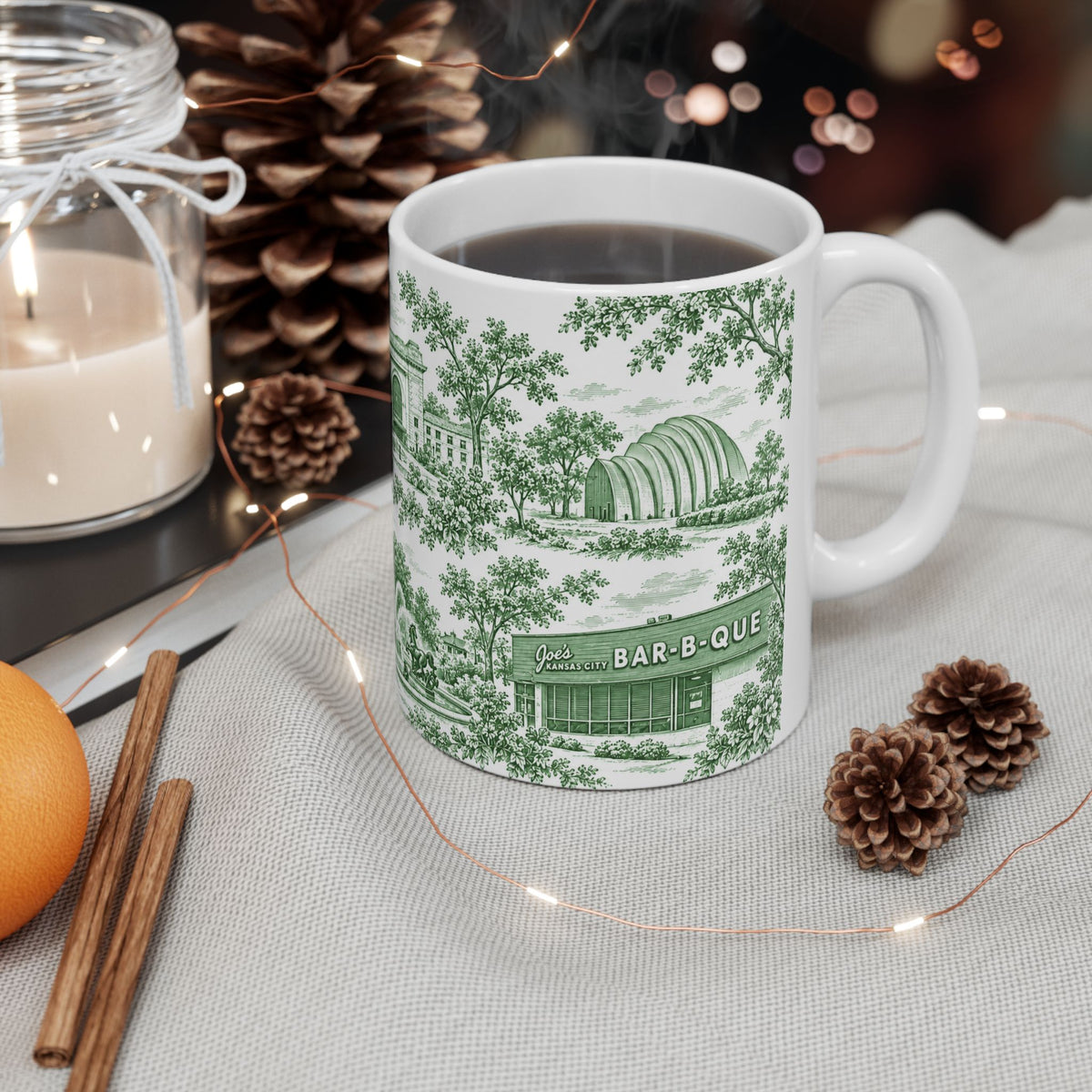 Kansas City Green Toile de Jouy 11oz Ceramic Mug