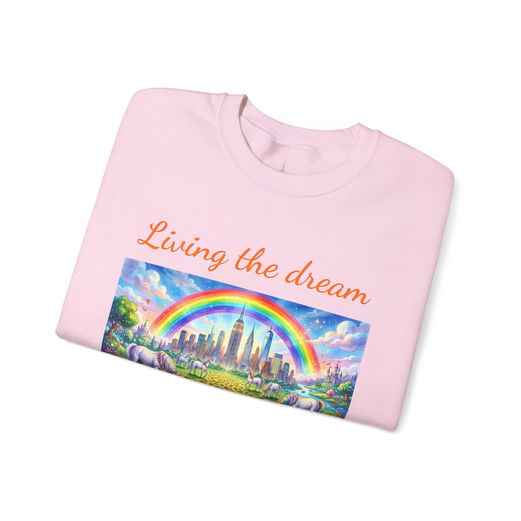 Sudadera NYC Living the Dream Nueva York Es un Cuento de Hadas con Arcoíris y Unicornios