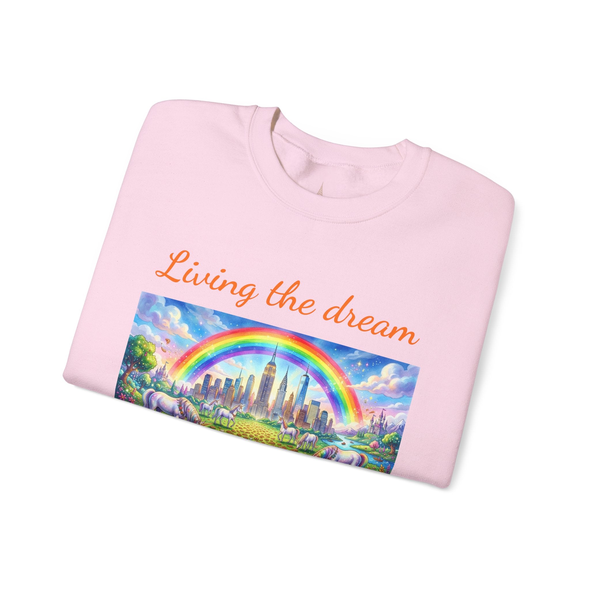 Sudadera NYC Living the Dream Nueva York Es un Cuento de Hadas con Arcoíris y Unicornios