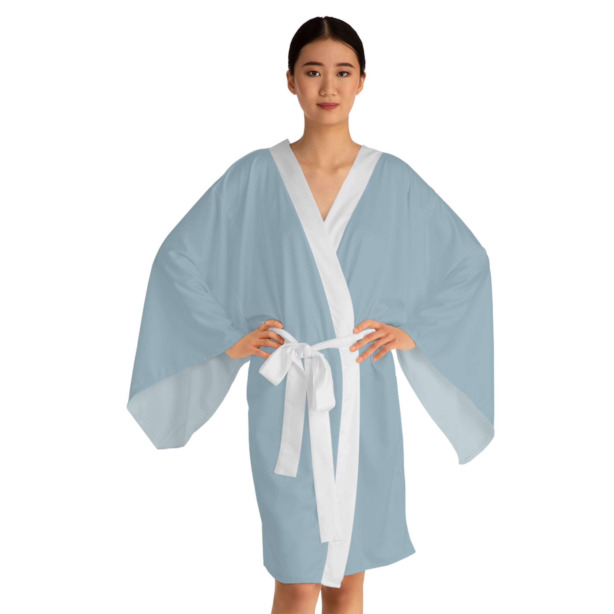 Chinatown Dragon Kimono Robe — Blue Chinese Dragon Long Sleeve House Robe
