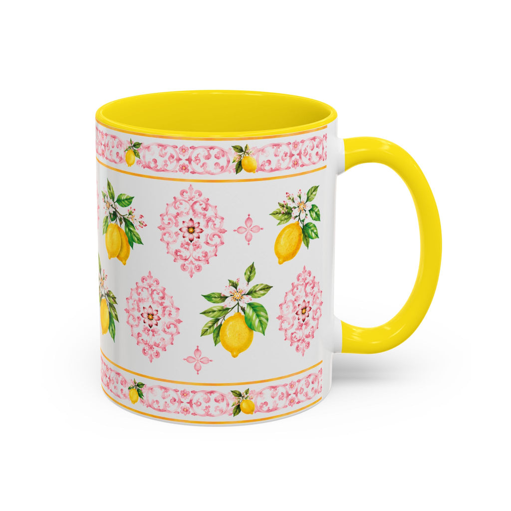 Little Italy Amalfi Pink Lemon 2 Accent Mug — La Dolce Vita Ceramic Kitchen Mug (11oz)