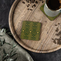 Art Deco Flatiron Building Gold & Green Cork Coaster Set — Geometric Cocktail Coasters Set of 4