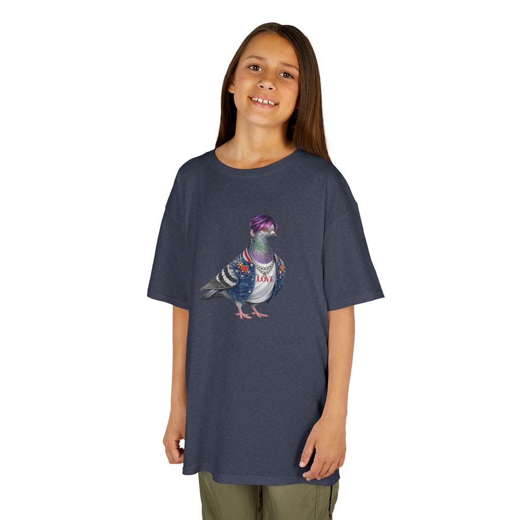 Customizable Koreatown NYC Pigeon Kids KPop Tee — Cute Bird K-Pop T-Shirt for Children