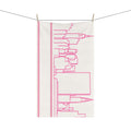 NYC Manhattan Skyline Pink Tea Towel — Minimal Pink & White New York City Skyline Kitchen Linen