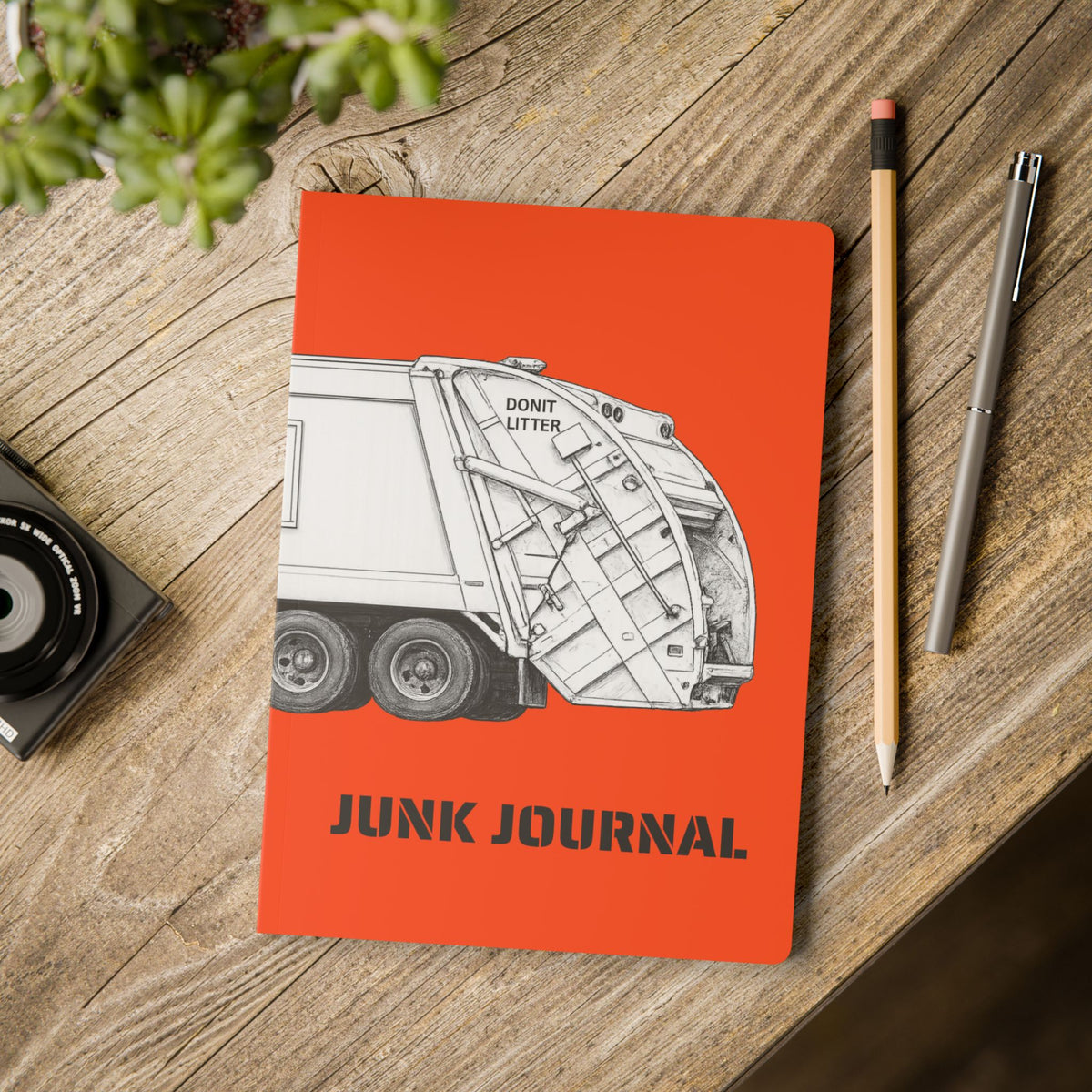 Junk Journal Softcover — Orange Garbage Truck Notebook